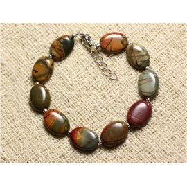 Bracciale in Argento 925 e Pietra - Jasper Picasso Ovale 14x10mm 