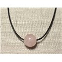 Collier Pendentif Pierre semi précieuse - Quartz Rose Boule 14mm 