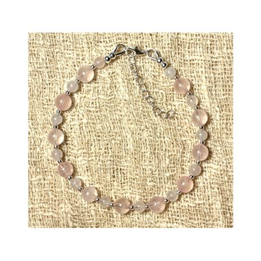 Bracelet en Quartz Rose 4 et 6 mm et Perles d'Argent 925 