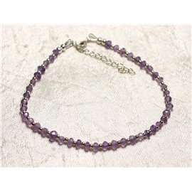 Armband 925 Silber und facettierter Amethyst Stein 3-4mm 