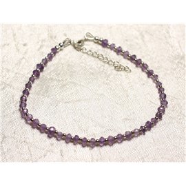 Bracelet 925 Silver and faceted Amethyst stone 3-4mm 