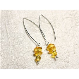 925 silver earrings Long hooks and natural Amber Honey 6-9mm 