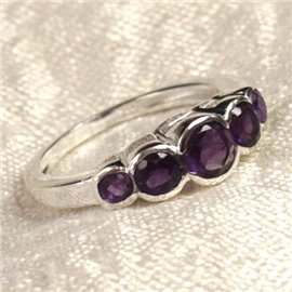 N122 - 925 Silber- und Steinring - Facettierte Amethystrunden 2,5 - 4,5 mm 