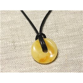 N2 - Natuurlijke amber stenen hanger ketting Donut Pi 21 mm 