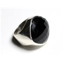 N223 - Bague Argent 925 et Pierre - Onyx Losange Facetté 23mm 