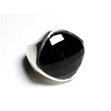 N223 - Bague Argent 925 et Pierre - Onyx Losange Facetté 23mm 