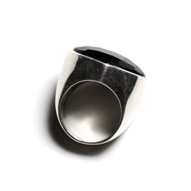 N223 - Bague Argent 925 et Pierre - Onyx Losange Facetté 23mm  N223 - Bague Argent 925 et Pierre - Onyx Losange Facetté 23mm