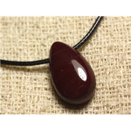 Stone Pendant Necklace - Mokaïte Jasper Drop 25mm