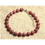 Bracelet Argent 925 et Pierre - Rhodonite 6mm 