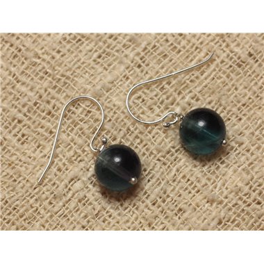 Boucles d'Oreilles Pierre semi précieuse Fluorite Bleue 