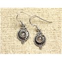 BO210 - Boucles d'Oreilles Argent 925 Cercles 19mm Quartz Rose 