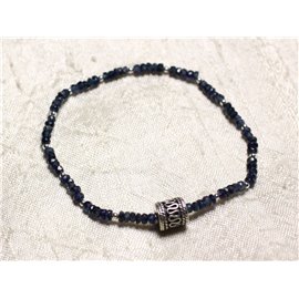 925 Silver and Stone Bracelet - Sapphire Faceted Rondelles 3mm 