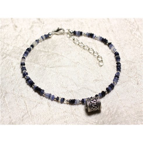 Bracelet Argent 925 et Pierre - Saphir Rondelles Facettées 3mm