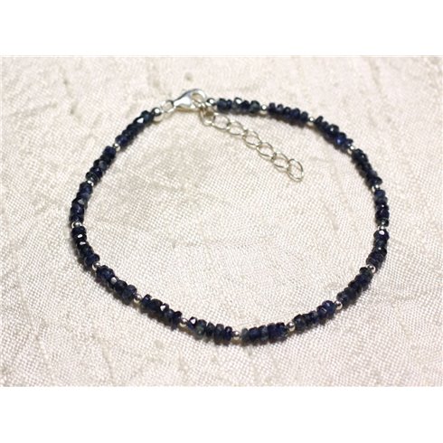 Bracelet Argent 925 et Pierre - Saphir Rondelles Facettées 3mm