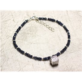 Bracelet Argent 925 et Pierre - Saphir Rondelles Facettées 3mm  Bracelet Argent 925 et Pierre - Saphir Rondelles Facettées 3mm