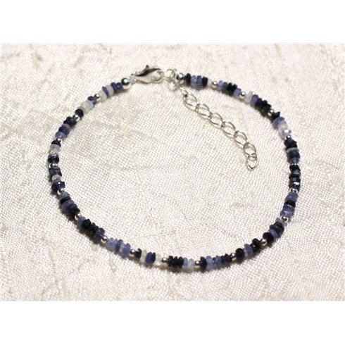 Bracelet Argent 925 et Pierre - Saphir Rondelles Facettées 3mm 