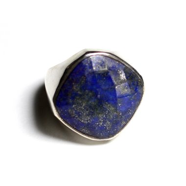 N223 - Bague Argent 925 et Pierre - Lapis Lazuli Losange Facetté 