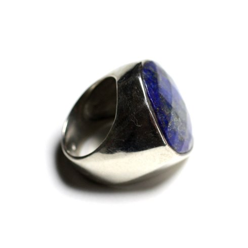 N223 - Bague Argent 925 et Pierre - Lapis Lazuli Losange Facetté