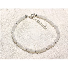 Armband Silber 925 und Stein - White Moonstone facettierte Unterlegscheiben 3mm 