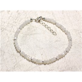 Bracelet 925 Silver and Stone - White Moonstone faceted washers 3mm 