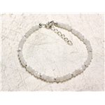 Bracelet Argent 925 et Pierre - Pierre de Lune blanche rondelles facettées 3mm 