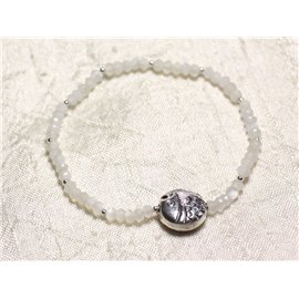 Bracelet Argent 925 et Pierre - Pierre de Lune blanche rondelles facettées 3mm  Bracelet Argent 925 et Pierre - Pierre de Lune blanche rondelles facettées 3mm