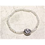 Bracelet Argent 925 et Pierre - Pierre de Lune blanche rondelles facettées 3mm 