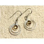 BO202 - Boucles d'Oreilles Argent 925 et Pierre Cercles 16mm Citrine 