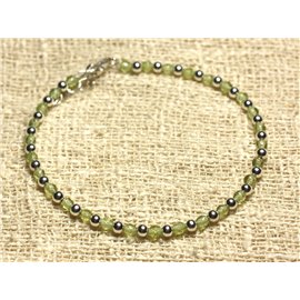 Armband 925 Silber und facettierte Peridot Steinperlen 3mm 