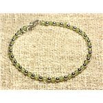 Bracelet Argent 925 et Perles de Pierre Péridot Facetté 3mm 