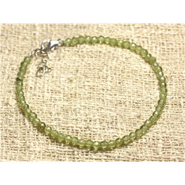 Bracelet Argent 925 et Perles de Pierre Péridot Facetté 3mm  Bracelet Argent 925 et Perles de Pierre Péridot Facetté 3mm