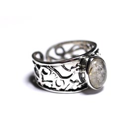 N224 - Bague Argent 925 et Pierre - Quartz Rutile doré Ovale 9x7mm  N224 - Bague Argent 925 et Pierre - Quartz Rutile doré Ovale 9x7mm