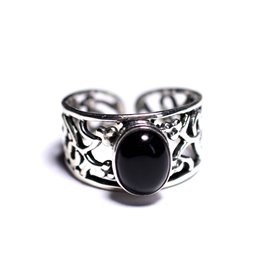 N224 - Ring van 925 zilver en steen - Zwarte Onyx Ovaal 9x7 mm 