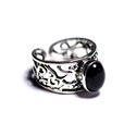 N224 - Bague Argent 925 et Pierre - Onyx noir Ovale 9x7mm 