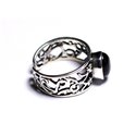 N224 - Bague Argent 925 et Pierre - Onyx noir Ovale 9x7mm 