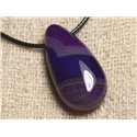 Collier Pendentif en Pierre - Agate Violette Goutte 40mm 