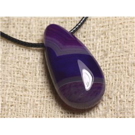 Collier Pendentif en Pierre - Agate Violette Goutte 40mm 