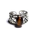 N224 - Bague Argent 925 et Pierre - Oeil de Tigre Ovale 9x7mm 