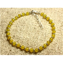 Pulsera de Plata 925 y Piedra - Jade Amarillo 4mm 