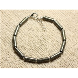 Bracciale in Argento 925 e Pietra - Tubi di Pirite 13mm 