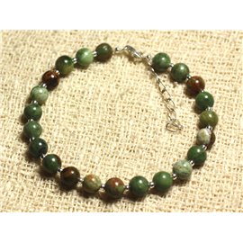 Bracelet 925 Silver and Stone - Green Opal 6mm