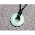 Collier Pendentif Pierre - Amazonite Rond Cercle Donut Pi 20mm