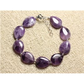 Bracelet 925 Silver and Stone - Amethyst Drops 16x12mm 