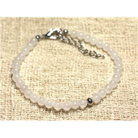 Bracciale Argento 925 e pietra semipreziosa Giada Bianca 4mm