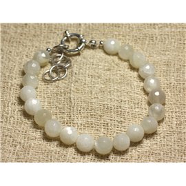 Bracelet Argent 925 et Pierre de Lune Blanche Facettée 9mm Bracelet Argent 925 et Pierre de Lune Blanche Facettée 9mm