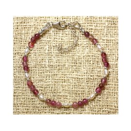 Bracelet Tourmaline Rose Perles de Culture et Argent 925
