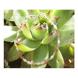 Bracelet Tourmaline Rose Perles de Culture et Argent 925