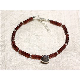 Sterling Silver Bracelet and Stone - Mozambique Garnet faceted washers 3mm 