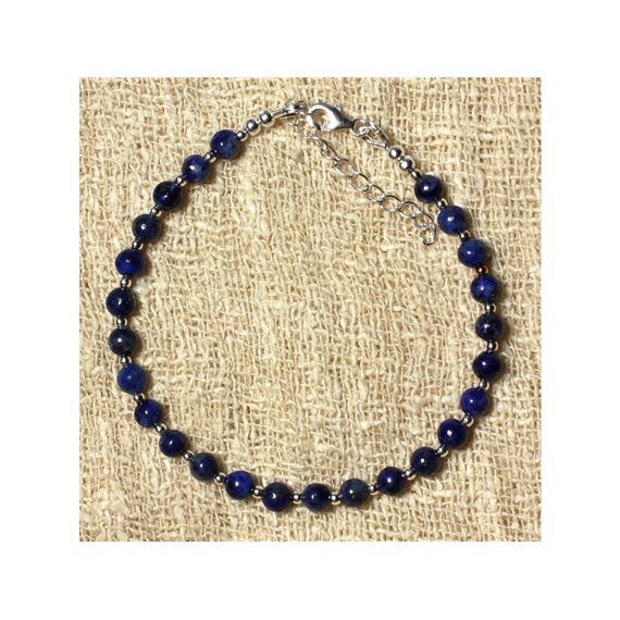 Bracelet Argent 925 et Pierre Lapis Lazuli 4mm 