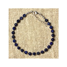 Bracelet 925 Silver and Lapis Lazuli Stone 4mm 